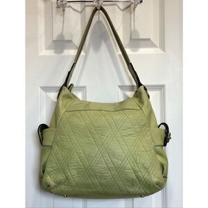 B. MAKOWSKY - Quilted Pebbled Leather Hobo Shoulder Bag in Celery - Like New!